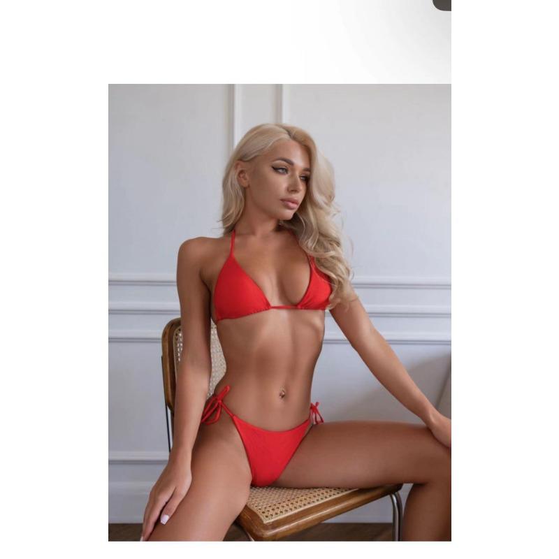 Women Sexy Three Piece Bikini Set Solid Color Swimwear