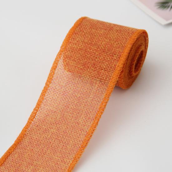 1 Rolă DIY Panglică de Crăciun Rezistentă la Șifonare In Imitație de In cu Margini Surfilate Panglică de Ambalaj pentru Casă