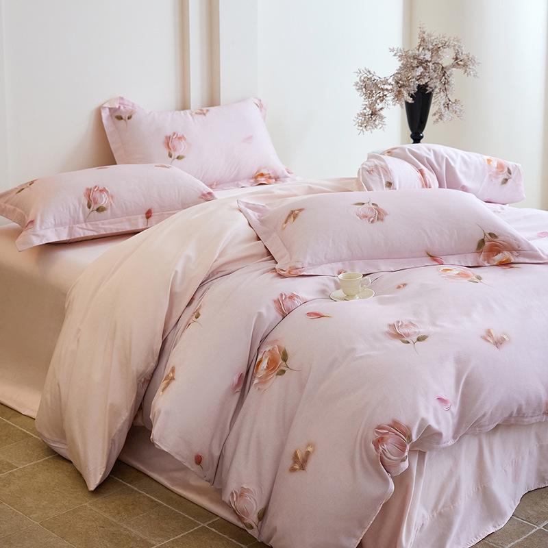 Pure Cotton Fresh Style Bedding Set: Modern Minimalist Duvet Cover, Sheet & Fitted Sheet for Spring/Summer