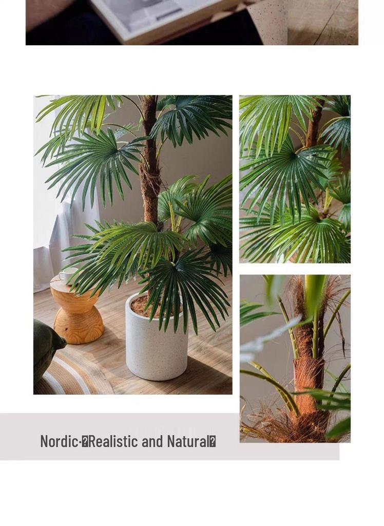 Indoor Artificial Fan-tailed Palm Tree: Large Green Potted Plant for Living Room Decoration