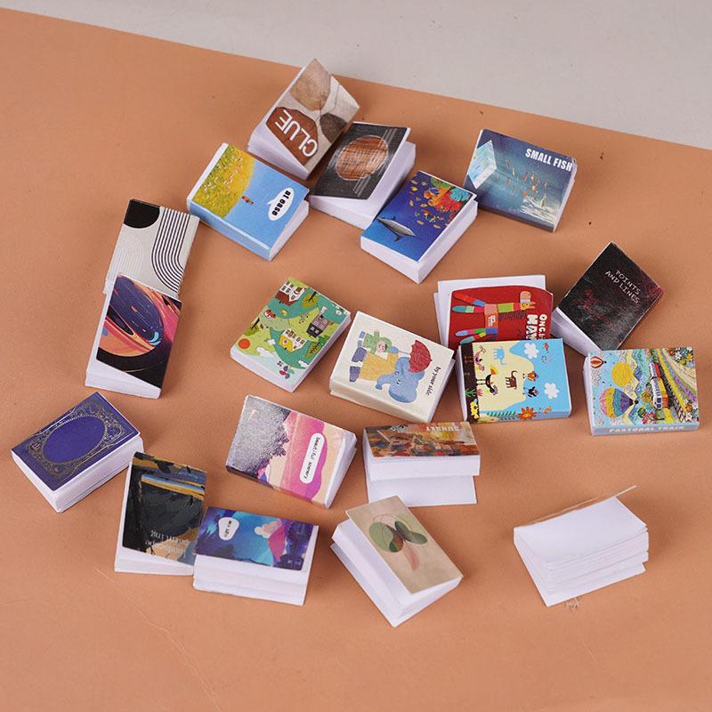 1 Set Miniatur-Aufbewahrungsschränke Möbelmodell Dekor Spielzeug Puppenhaus Weißer Schrank Vitrine Mit 20 Büchern DIY-Zubehör