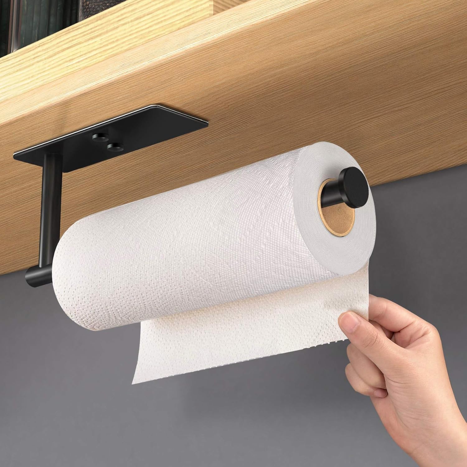 Držák na papírové utěrky pod skříňku Lepicí držák na papírové utěrky do kuchyně Nerezový stojan na roli papírových utěrek Montáž na stěnu černá