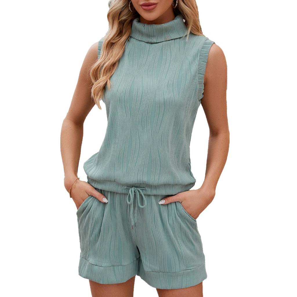 IHUASU Wiosna i Lato Jednolity Kolor Wysoki Dekolt Bez Rękawów Kamizelka Szorty Casualowy Garnitur Kobiety