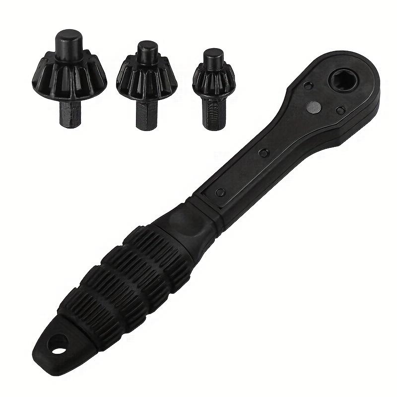 Iron Drill Chuck Wrench, Interchangeable Head Key, Quick Ratchet with 3 Gears, Forward and Reverse Rotation, Anti-Slip Handle for Easy Operation