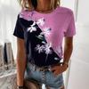 Summer Women 3D Printing Painting  Round Neck Casual T-Shirts Everyday Pullover Tops Floral Theme T-Shirts New Elegant Top