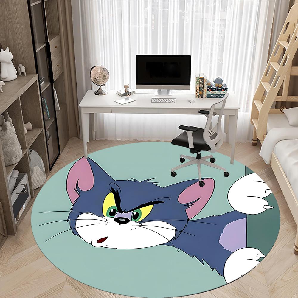 1pc Tom Jerry Office Round Area Rug, Under Office Chairs Bedroom Living Room Home Decor, Room Decoa1016106