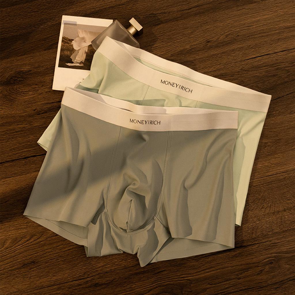Men's Seamless Boxer Briefs Thin Breathable Underwear Stretch Fabric Soft Waistband Two Pack