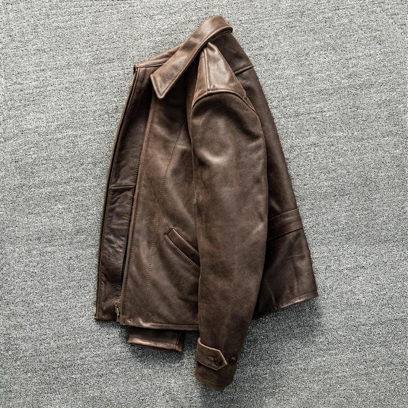 First Layer Cowhide Leather Genuine Leather Jacket for Men Short Slim Autumn and Winter Short Jacket