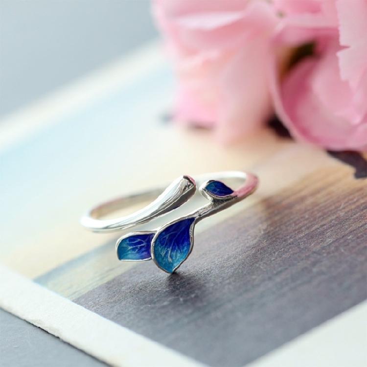 Elegant Adjustable Wedding Rings Dating Rings Tree Leaf Shape Opening Finger Jewelry Suitable for Woman and Man Present