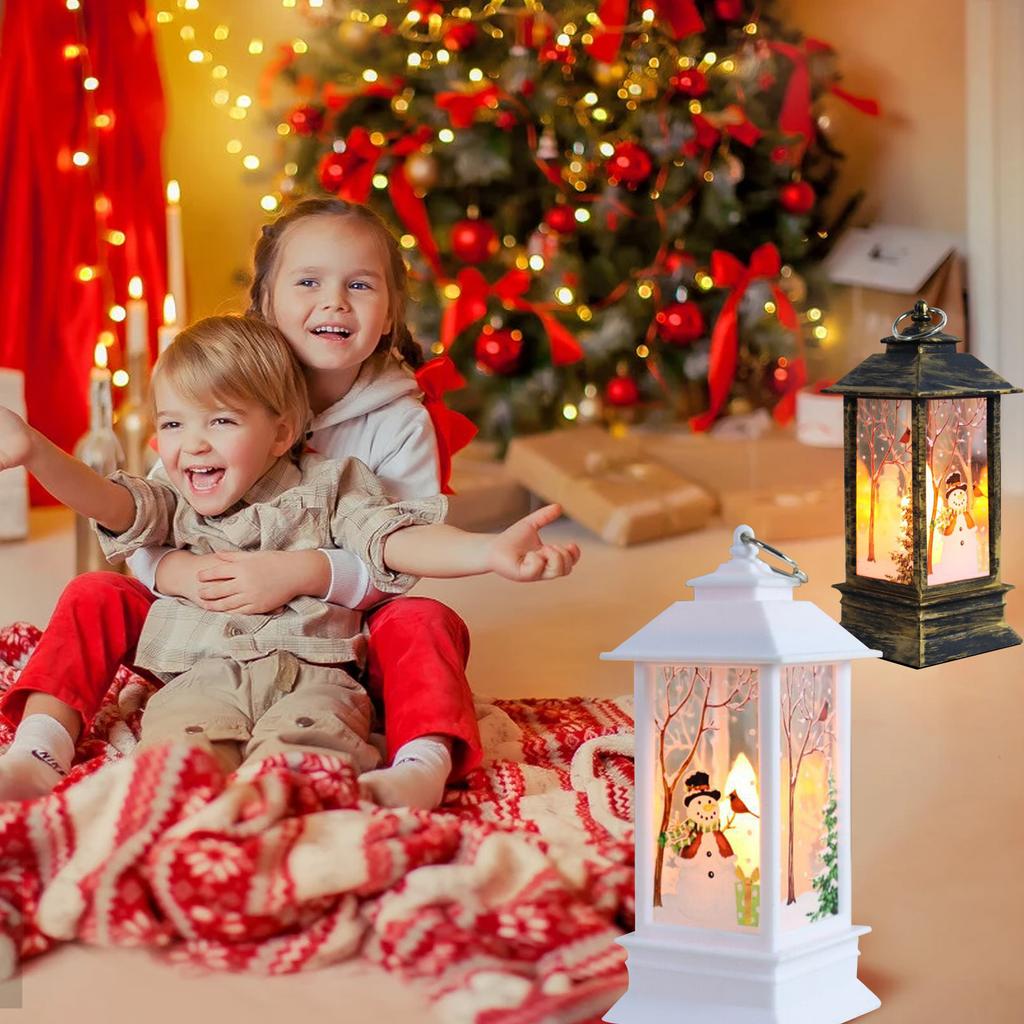 Weihnachts-Schneekugel-Laterne Hängeleuchte LEDs Warmes Nachtlicht Batteriebetrieben für Heimdekoration Geschenke