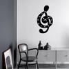 Music Note Wall Clock Decorative Creative Arabic Numerals Timepiece Hanging for Office