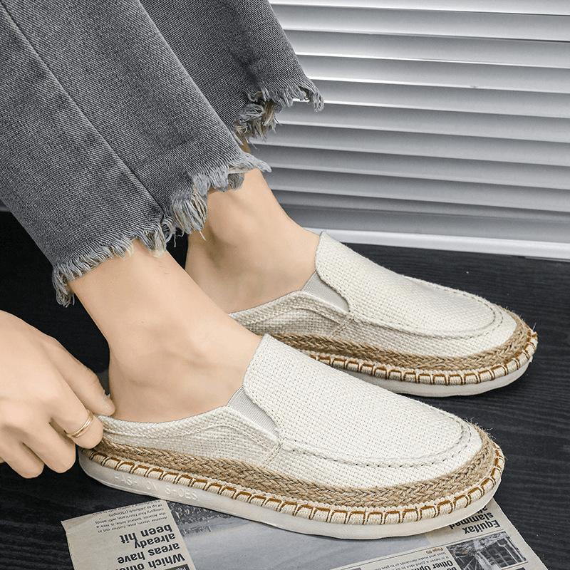 Canvas men's shoes autumn breathable new versatile trend casual shoes low top two wear board shoes comfortable one pedal trendy shoes