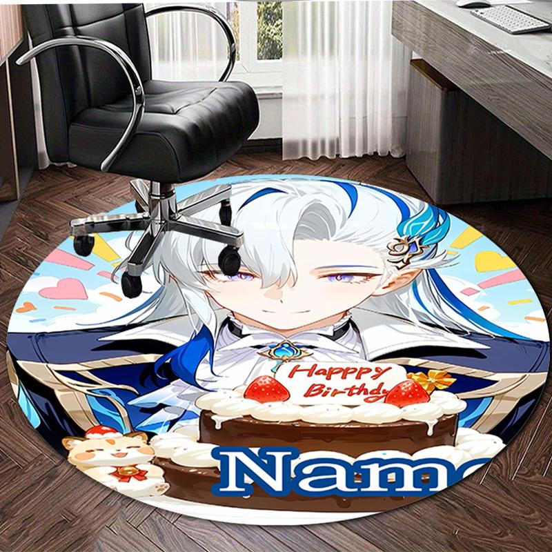 Personalized Genshin Impact Round Chair Office Rug - Perfect for Mat, Office Chair & More - Ideal Gift for Birthdays and Holidays