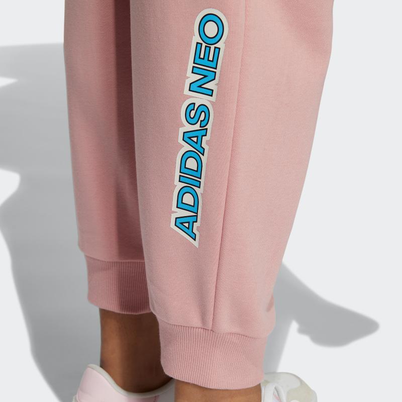 Adidas Neo Printed Logo Solid Color Sports Long Pants Women Bottoms Purple Pink HE4481