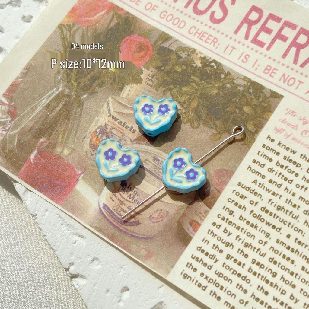 Blue Beaded Flower Bear Bracelet - Cute Alloy DIY Jewelry Accessory