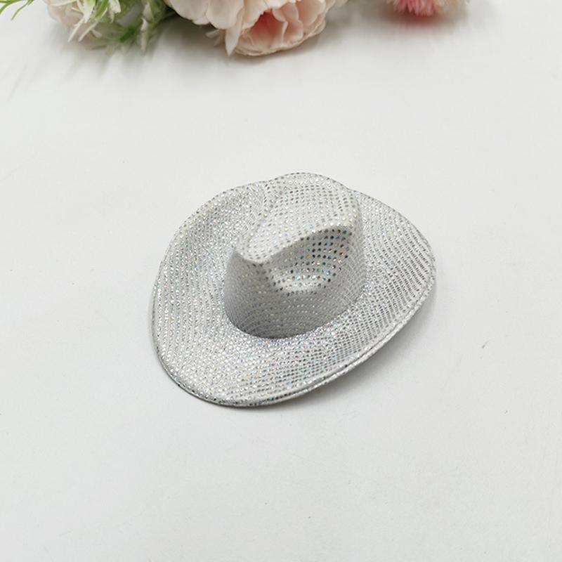 Holographic Neon Glitter Mini Cowboy Hat Western Theme Party Decoration Shiny Prop for Birthday Festival Events
