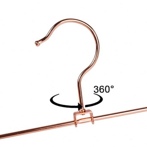 Amber Home Rose Gold Trouser Hangers, 20-Piece Set, Skirt Hangers, Steel Hangers for Bottoms, Pants, Slacks, and Towels, Durable Metal with Adjustable