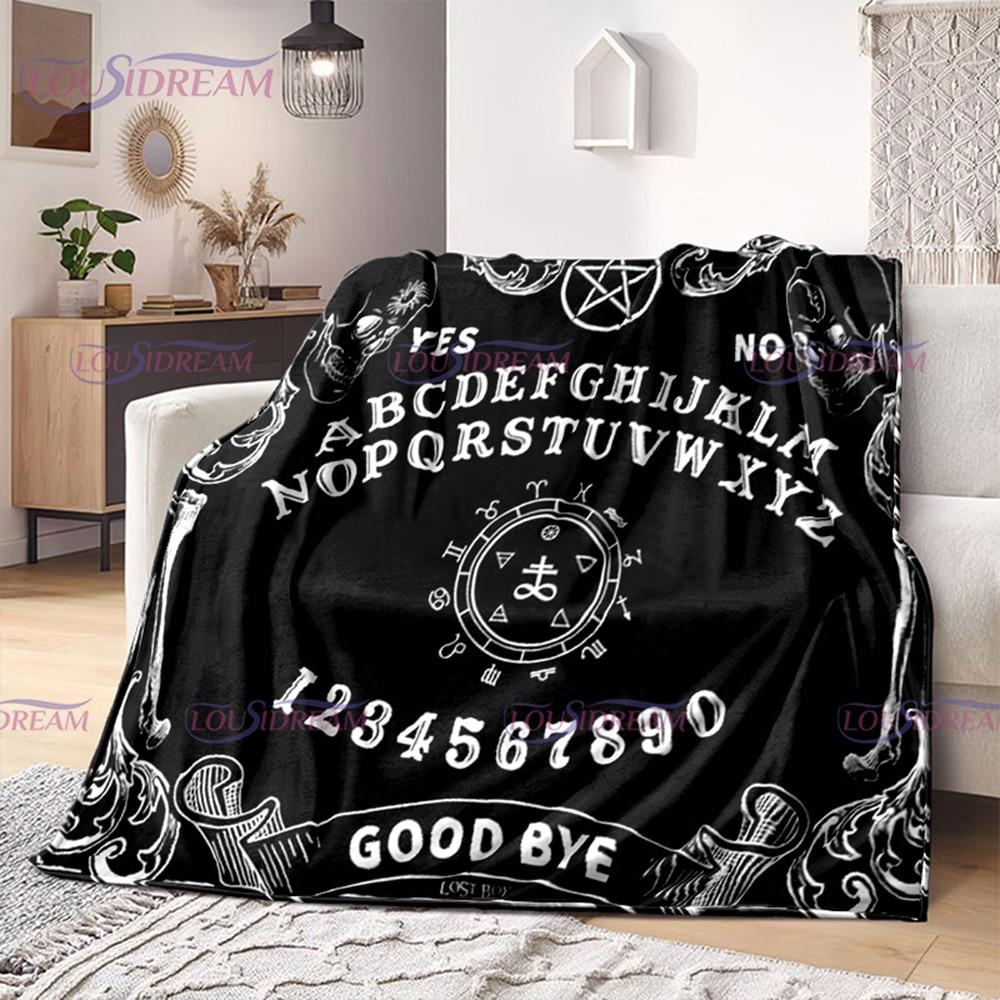 Ouija Board Witchcraft Blanket with Hands Satan Occultism Flannel Blanket Sun Moon Supplies for Altar Gothic Blankets Decor Gift