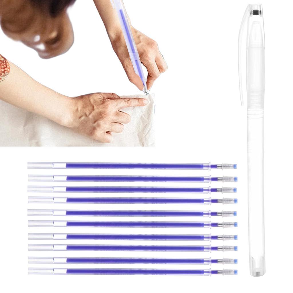 10 Stück/Set Hochtemperatur verschwindender Stoffmarker Stift Radierbare Nachfüllstifte Für Patchwork Stoff PU Leder Markierung Nähwerkzeug