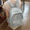 Schoolbag small fresh striped backpack women's 1011 new bow schoolbag students large capacity light travel backpack tide