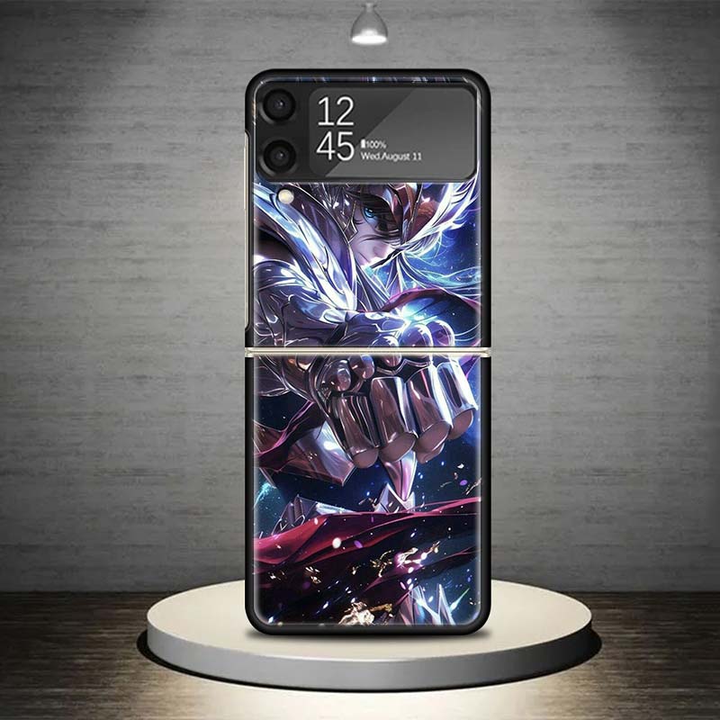 Saint Seiya Cool Phone Case For Samsung Galaxy Z Flip 7 6 5 4 3 5G Shockproof Cover Z Flip7 Flip6 ZFlip5 Flip3 Flip4 Luxury Shel