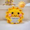122415 Funny Positive Crochet Sunshine Desktop Ornament Handmade Emotional Support Positive Sun Doll with Card Christmas Decor