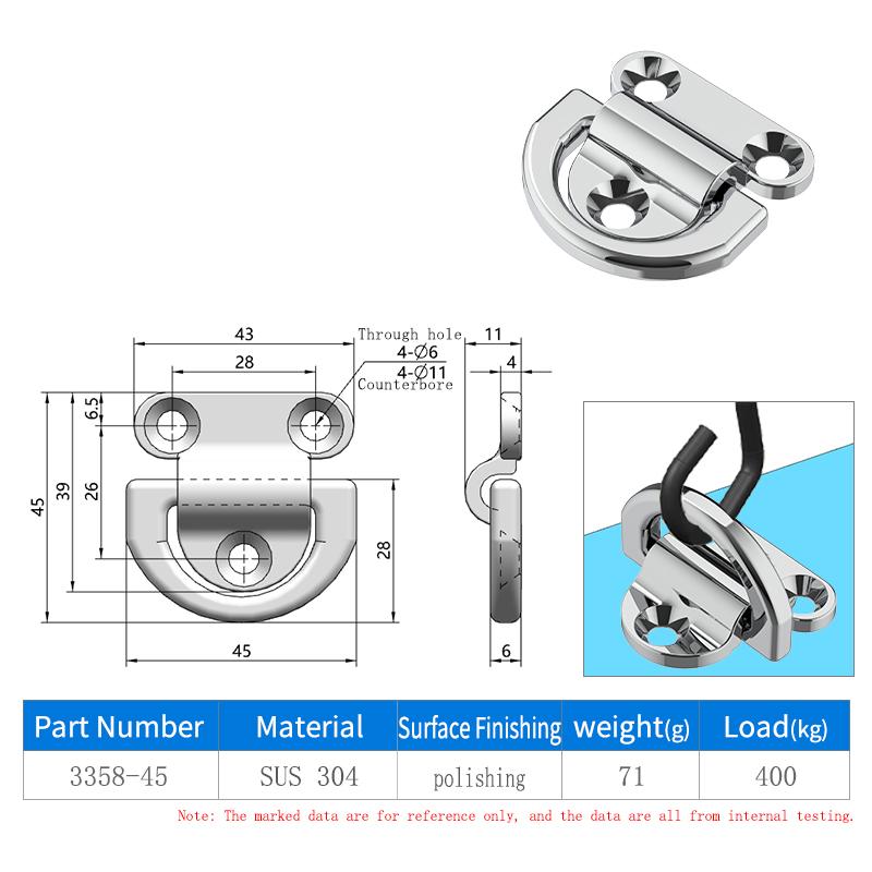D-Shaped Iron Plate Hitch with D-Shape Hook for Secure Fastening 4358 Half-Ring D-Ring Lock