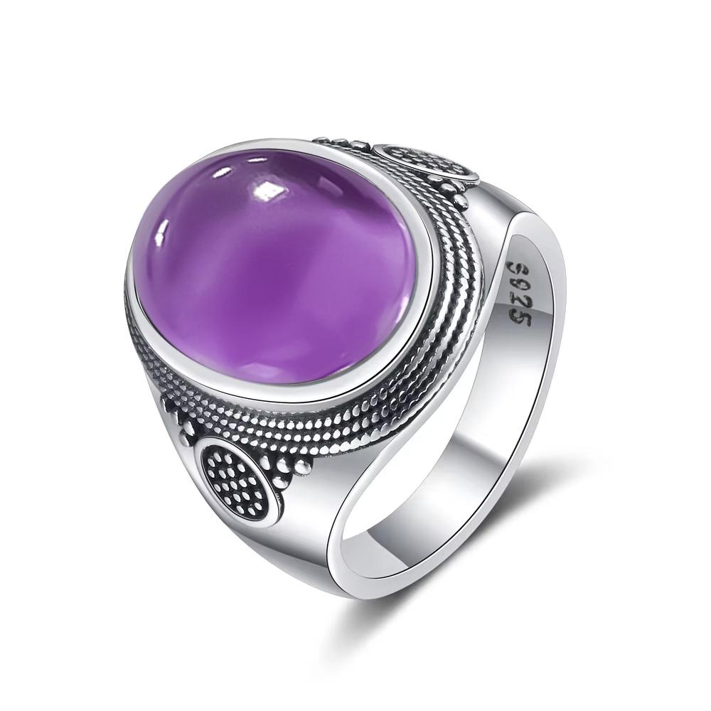 Vintage 925 Silver Ring Natural Moonstone Ring 10*14mm Oval Large Stone Retro Silver Fine Jewelry Gift For Women Men