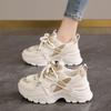 Dames 2025 Lente Ademende Mesh Hoogte-Verhogende Witte Dad Schoenen met Dikke Zool