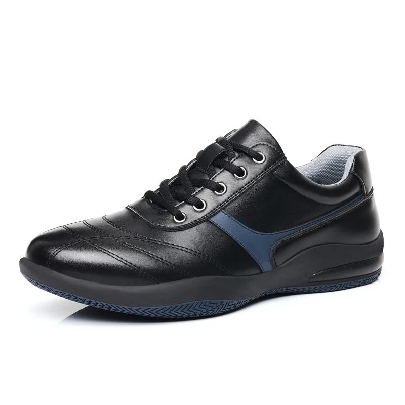 

Fashion Casual Leather Men Sports Shoes Retro Style Male Driving Shoes Non-Slip Mens Treking Footwear Outdoor Travel Sneakers Trainers 38 чёрный