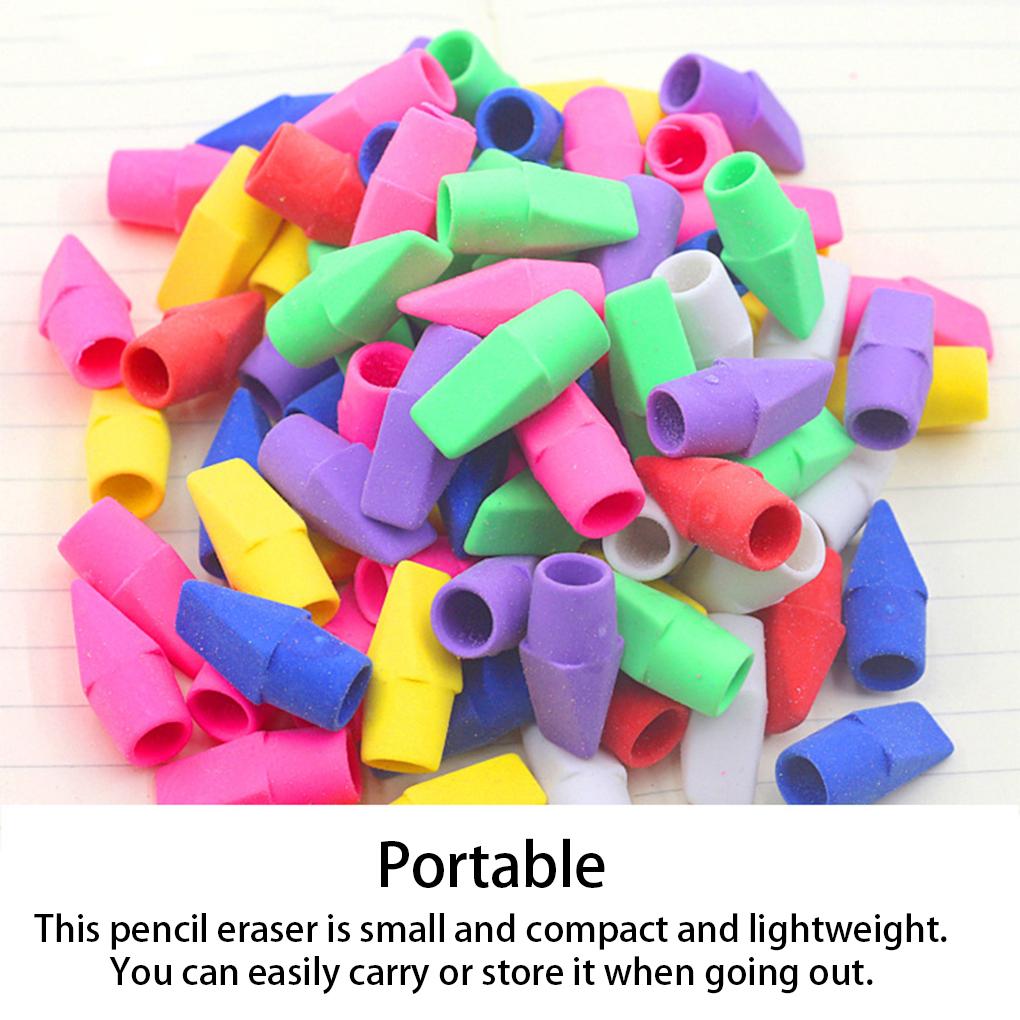120 Pieces Color Random Universal Torch Head Pencil Erasers Erasing Too Replacement Pen Caps Stationery Accessories
