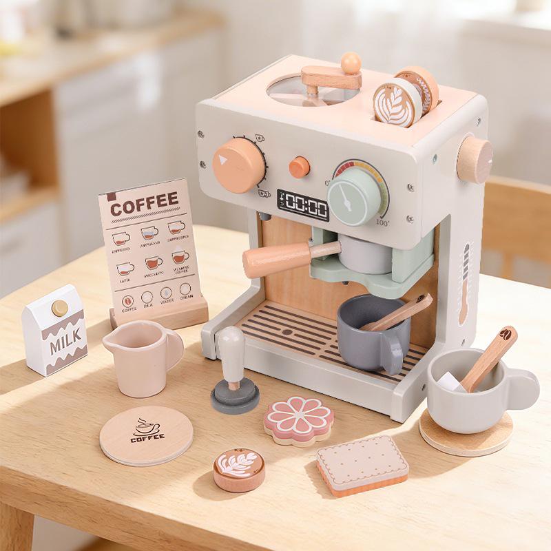 Kids' Wooden Coffee Maker & Afternoon Tea Play Set