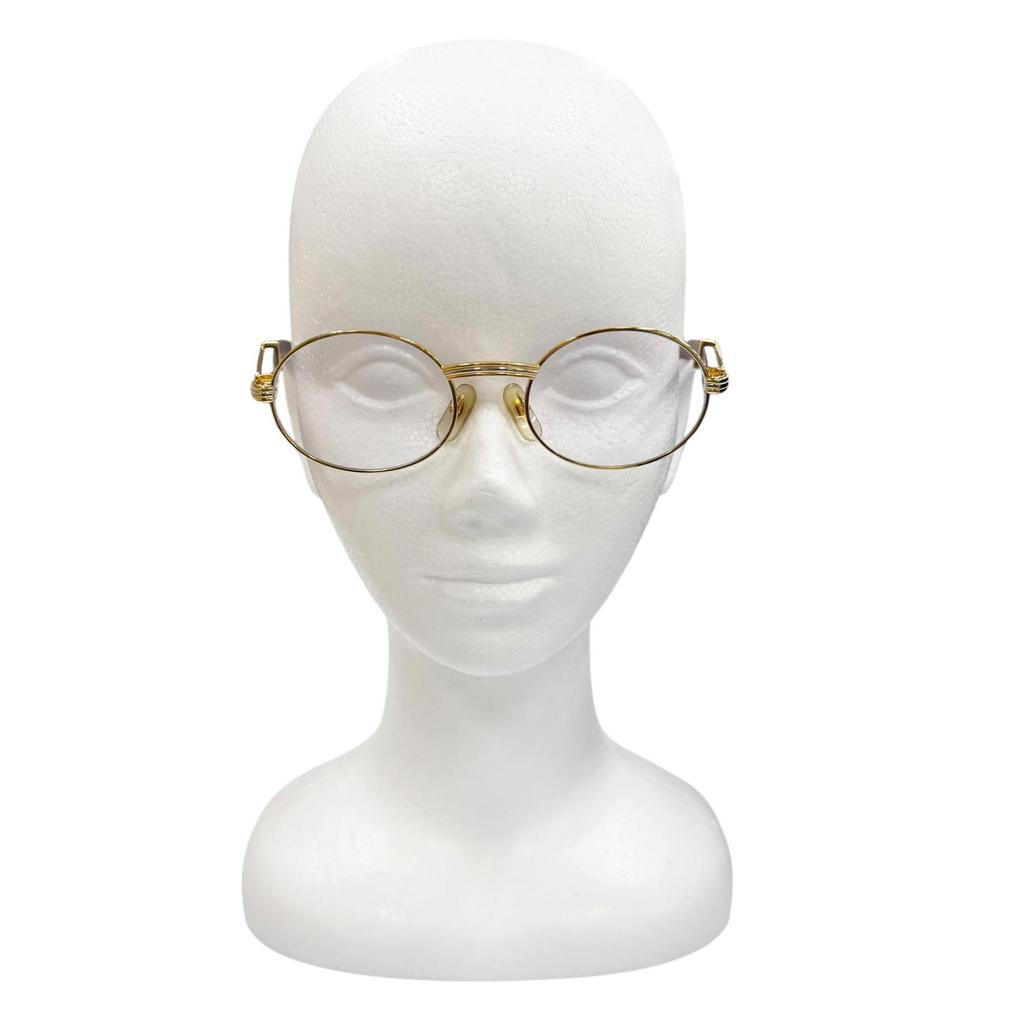 Excellent Cartier Glasses Trinity Wood Temple Oval Gold Wood Mens Used
