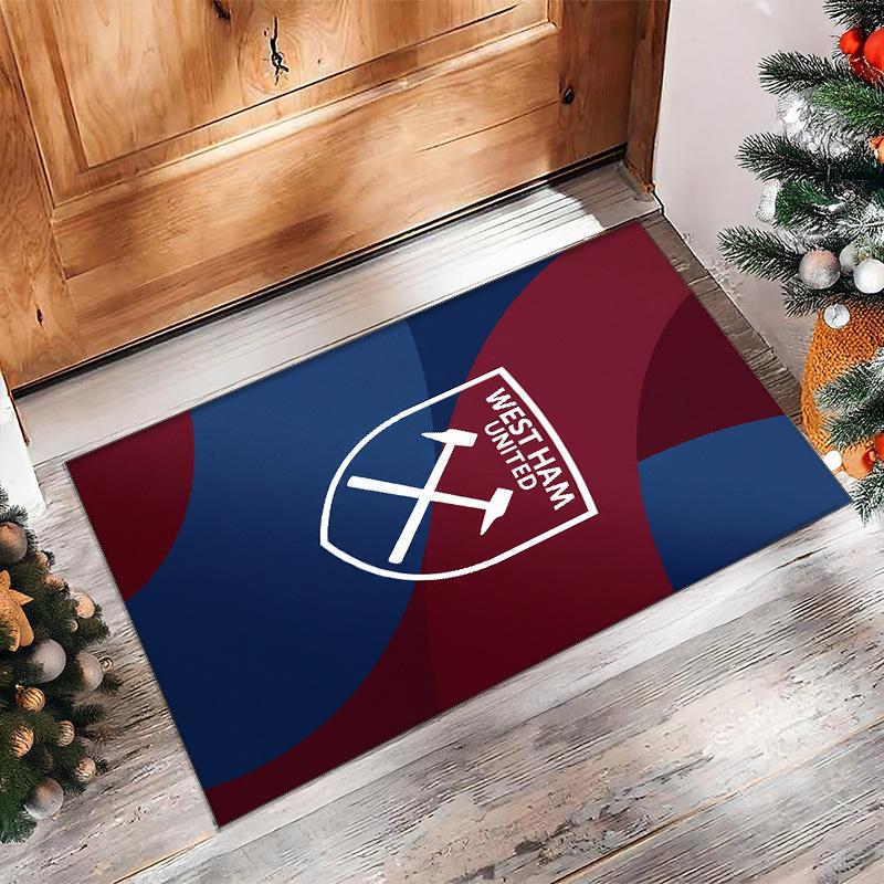 Tappeto in Velluto di Cristallo con Stampa del West Ham United Football, Comodo Assorbente d'Acqua Antiscivolo Tappeto per Pavimenti Interni