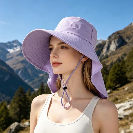 Large Brim Bucket Hat, Outdoor UPF 50+ UV Sun Protection Hat, Waterproof Breathable Face Neck Flap Cover Folding Sun Hat for Men, Women