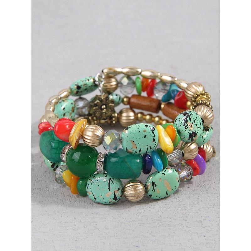 Europe, America, Simple Bohemian Famous Wind Crushed Stone Accessories, Multi-layer Bead Temperament Women's Bracelet