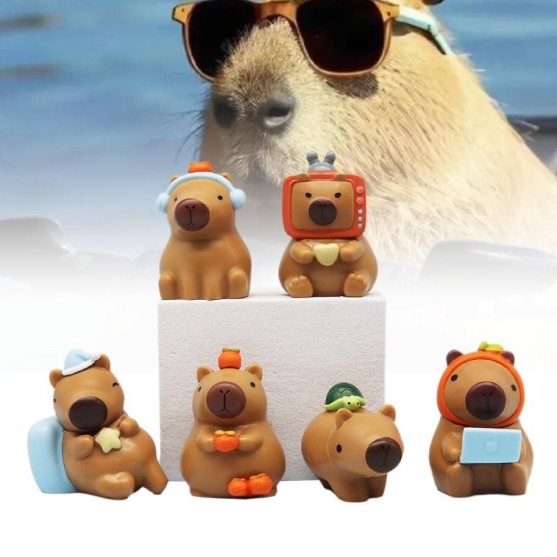 Adorable Capybara Figurine Cute Chubby Water Pig Creative Pvc Collectible Model Set