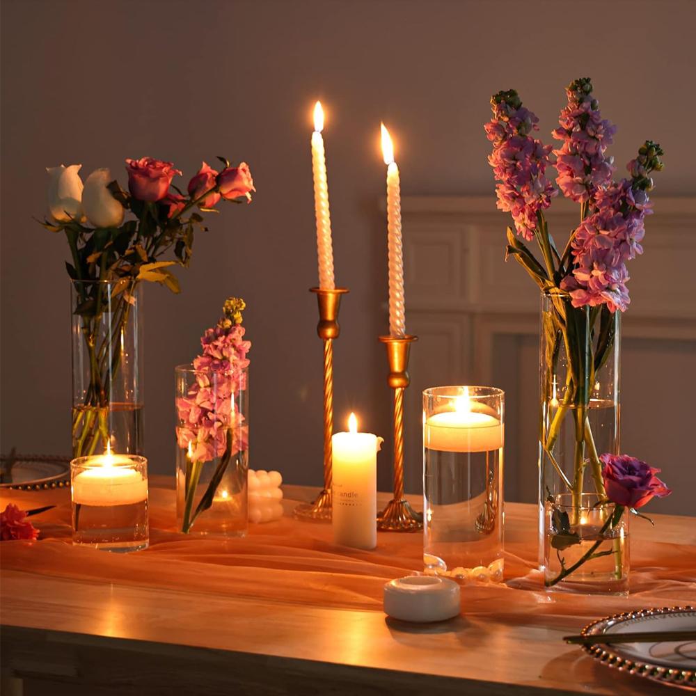 4/6/8 Inch Glass Cylinder Vase Hurricane Candle Holder Clear Tall Clear Vases for Wedding Centerpieces Glass Flower Vase