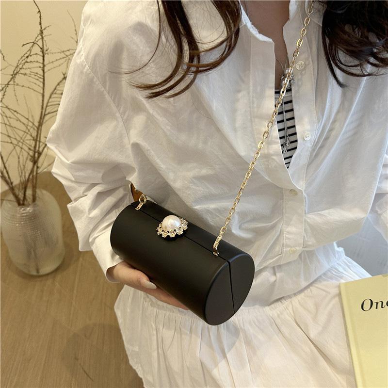 Acrylic cylinder bag 2025 new European and American fashion niche dinner bag women's shoulder chain box bag tide