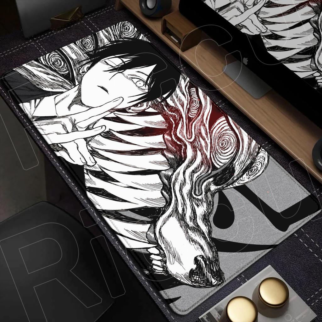 Kawaii Anime Girls Reze Mousepad XXL Laptop Gamer Non-slip Desk Mat 900x400mm Comic Style Chainsaw Man Office Speed Keyboard Pad
