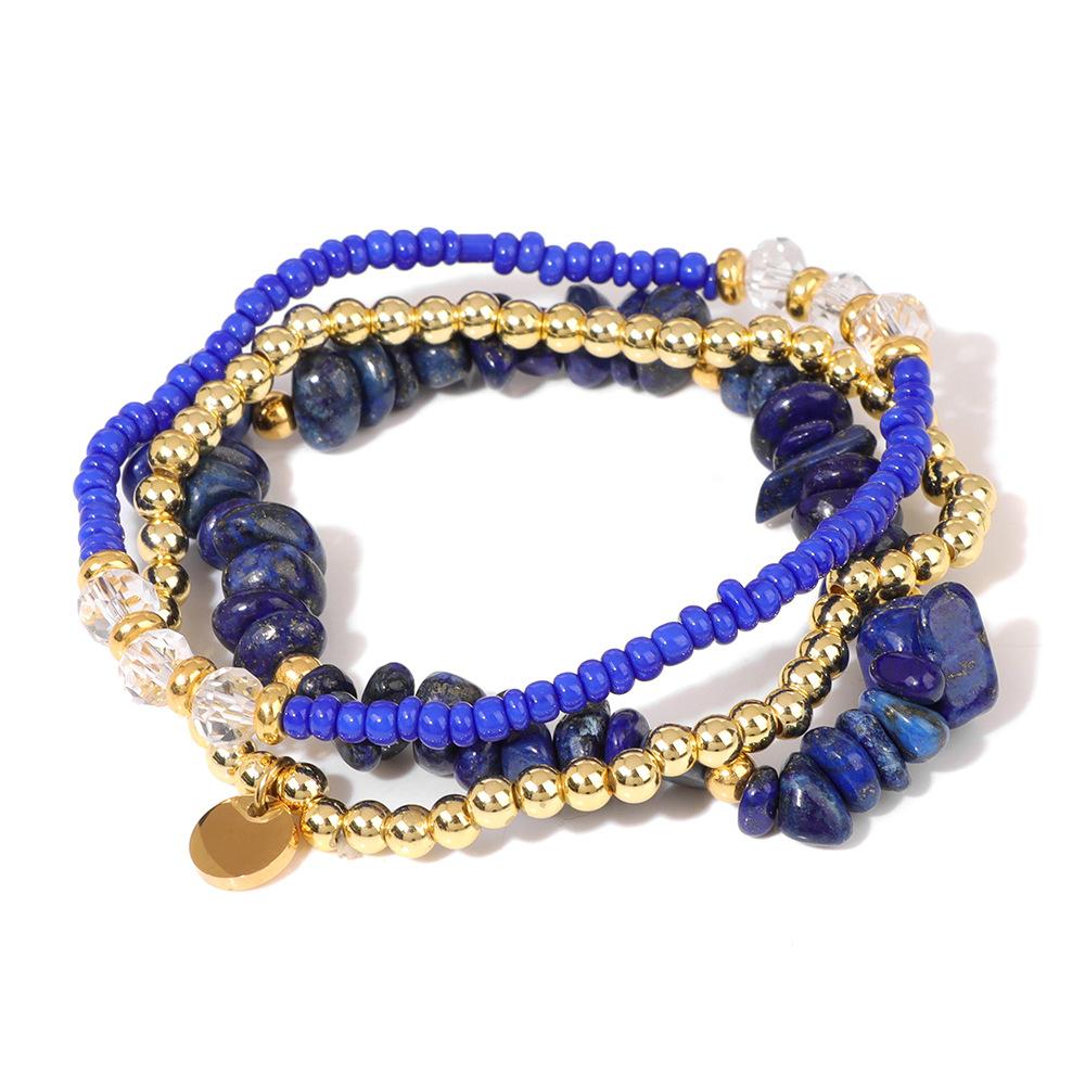 JYL TS Bracelet Triple Layer  Fine Beads Enhances Luck And Balances Life Force FK1531-19CM серо-зеленый