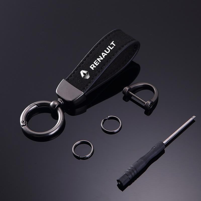 Hub Caps Fashion Suede KeyChain Horseshoe Buckle Key Ring Car Key Rings For Renault Megane 2 3 Clio Scenic Duster Kaptur Captur