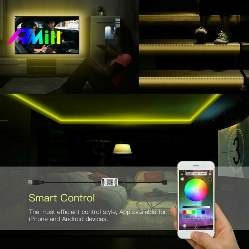 LED Işık Şeridi Bluetooth APP Uzaktan Müzik Kontrol Renkleri Parti Ev için Uzaktan Kumanda ile Esnek LED Şerit Işıklar 0.5-10 M