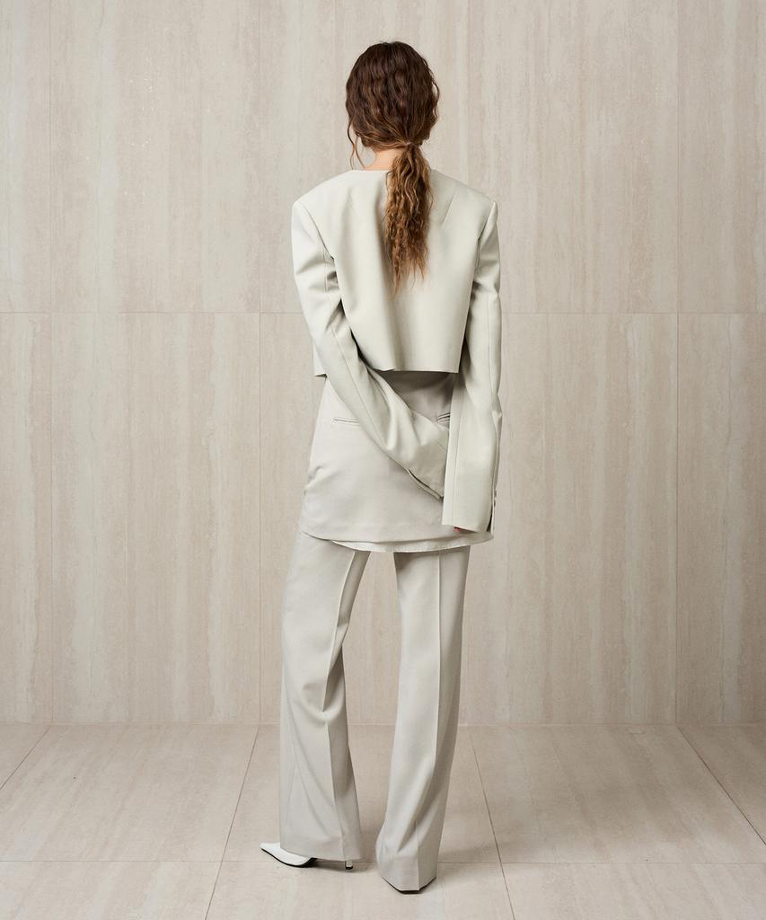 RE RHEE Tailored Skirted Trousers Basil Cream