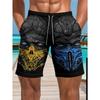 Summer Men's 3D Printed Beach Shorts Fashion Versatile Trend Breathable Casual Vacation Style