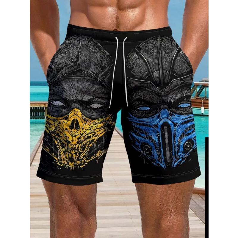 Summer Men's 3D Printed Beach Shorts Fashion Versatile Trend Breathable Casual Vacation Style