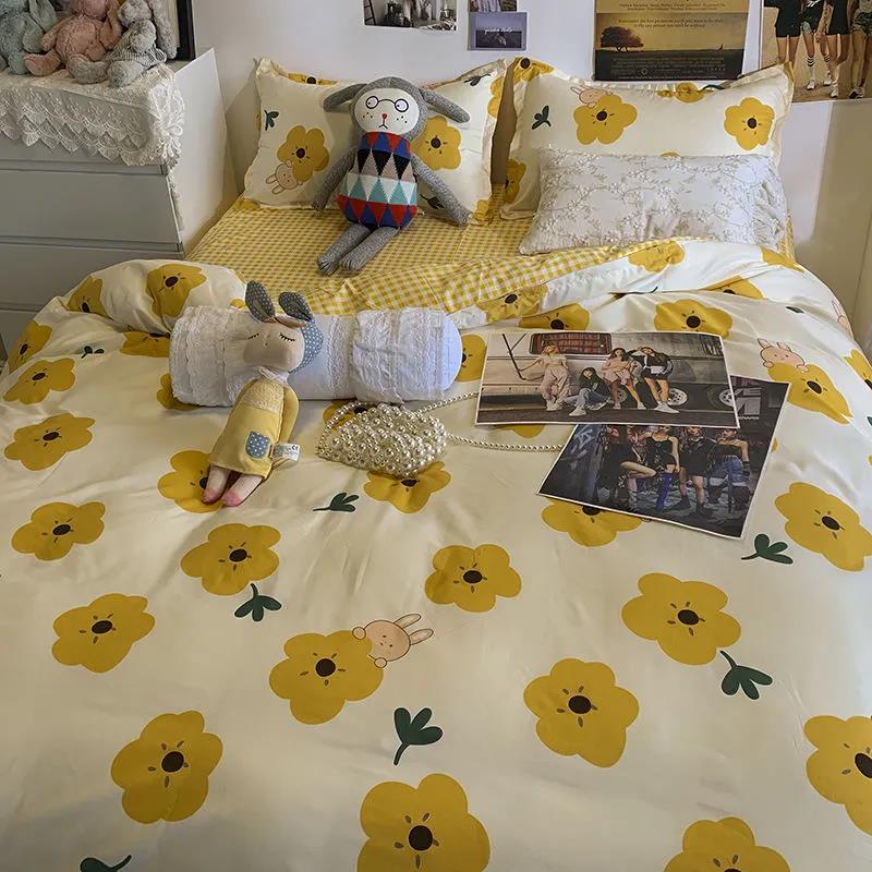 

Простой комплект постельного белья из четырех предметов в студенческом стиле, пододеяльник для двуспальной кровати, наволочка из четырех предметов Double