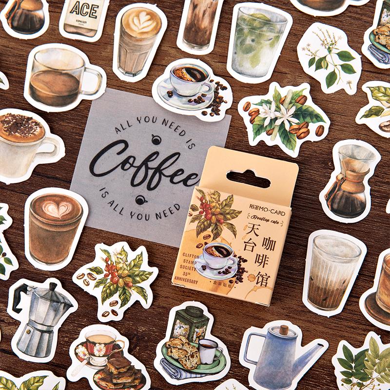 Journamm 44-46pcs Vintage Stickers Cute Flower Sticky DIY Scrapbooking Decor Junk Journal Collage Photo Album Sticker Stationery