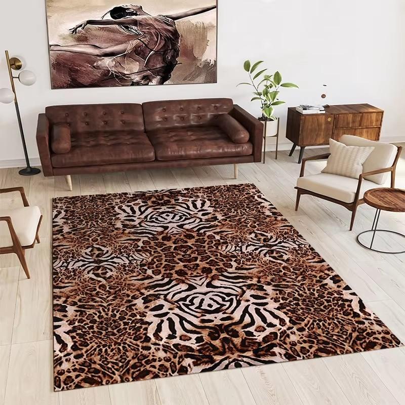 Tiger Stripe Leopard Print Carpet Nordic Household Living Room Washable Non Slip Rug Bedroom Bedside Carpet Large-area Floor Mat