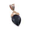 Natural Black Onyx Gemstone 925 Solid Sterling Silver TwoTone Pendant 1.50" c0D38